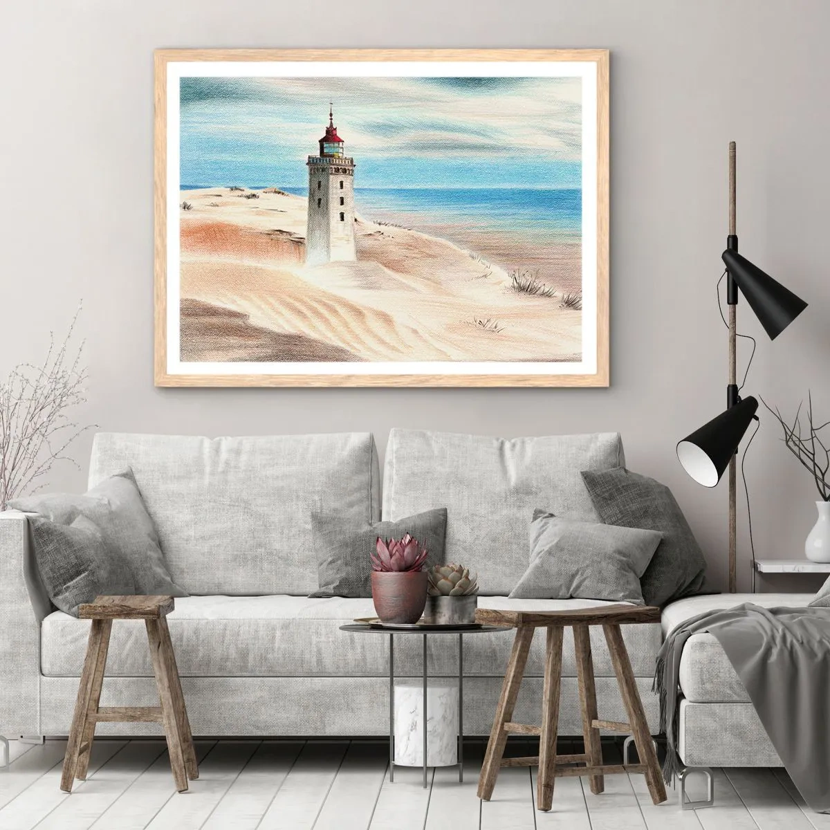 Plakát v rámu světlý dub - Vždy hledí na moře - 100x70 cm