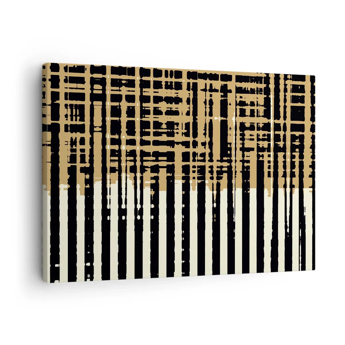 Obraz na plátně - Abstraktní linie v černé, béžové a bílé - 70x50cm - Architektonická abstrakce - Moderní nástěnná dekorace do obývacího pokoje a ložnice ARTTOR