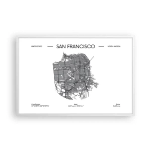 Plakát v bílém rámu - Anatomie San Francisca - 91x61 cm