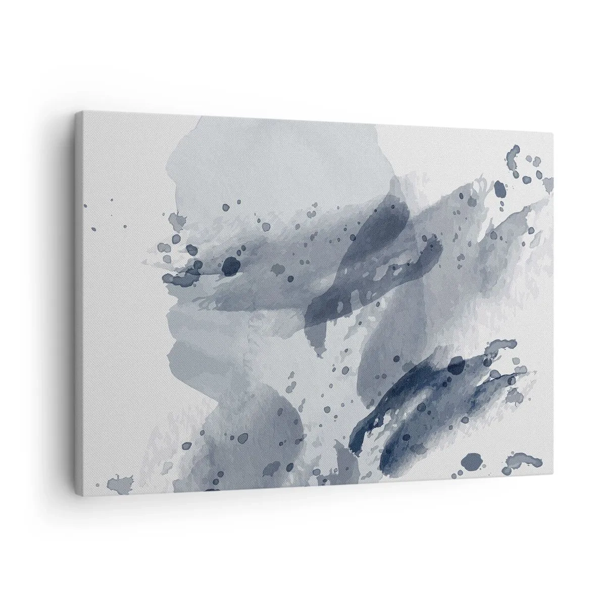 Obraz na plátně - Abstraktní skvrny v odstínech modré na světlém pozadí - 70x50cm - Studie o povaze vody - Moderní nástěnná dekorace do obývacího pokoje a ložnice ARTTOR