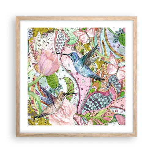 Plakát v rámu světlý dub - Zamotané do lián - 50x50 cm
