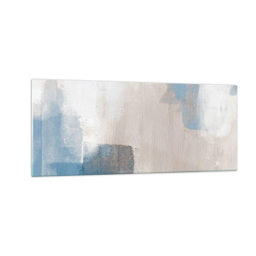 Obraz na skle - Růžová abstrakce za modrým závojem - 100x40 cm