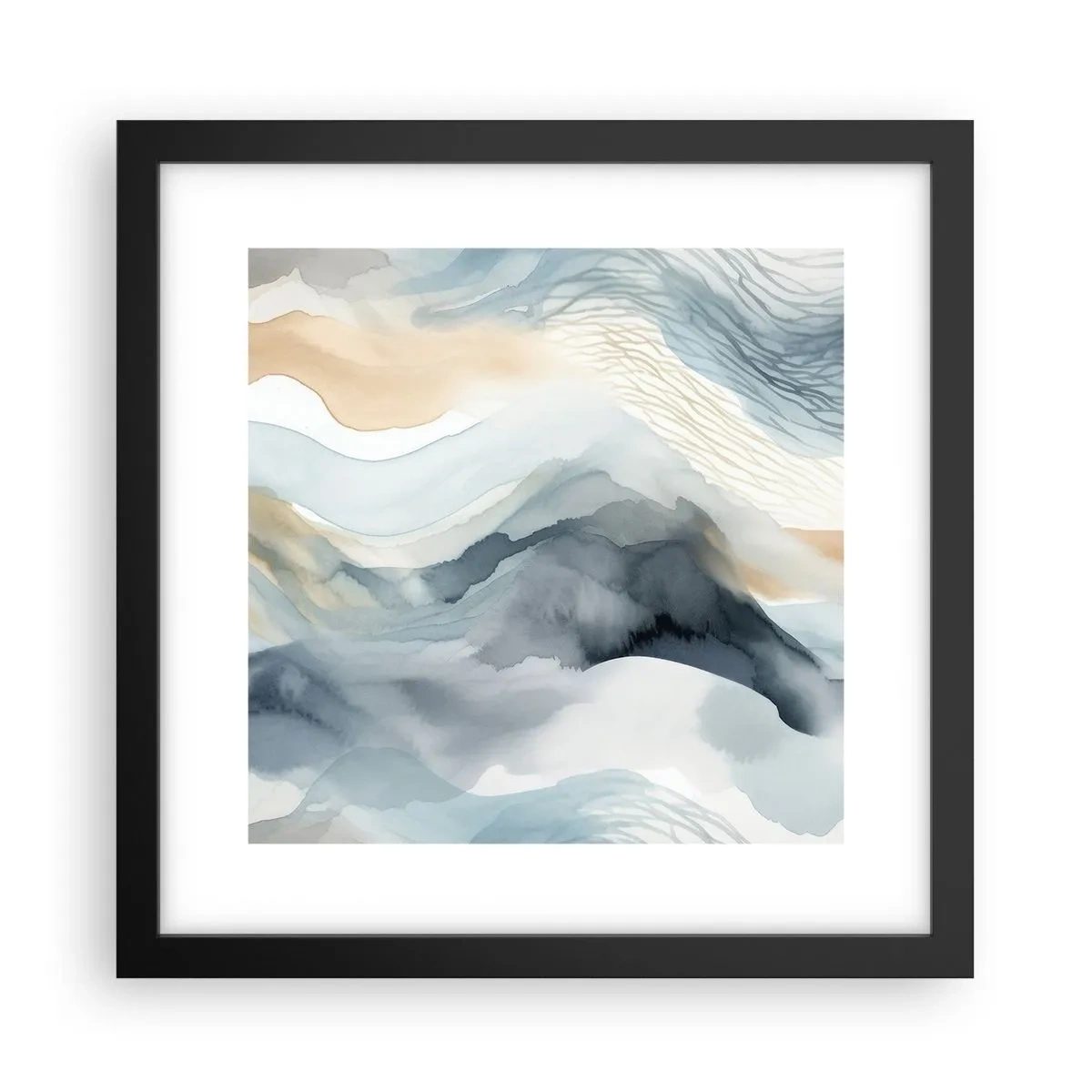 Plakát v černém rámu - Abstrakce sněhu a mlhy - 30x30 cm