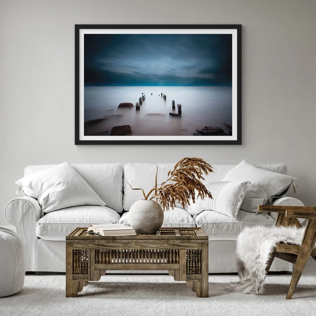 Plakát v černém rámu - Zamyšlené jezero - 100x70 cm