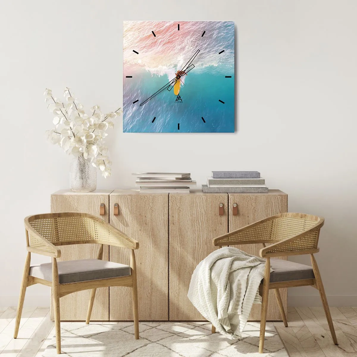 Nástěnné hodiny - Oceanický jezdec - 40x40 cm