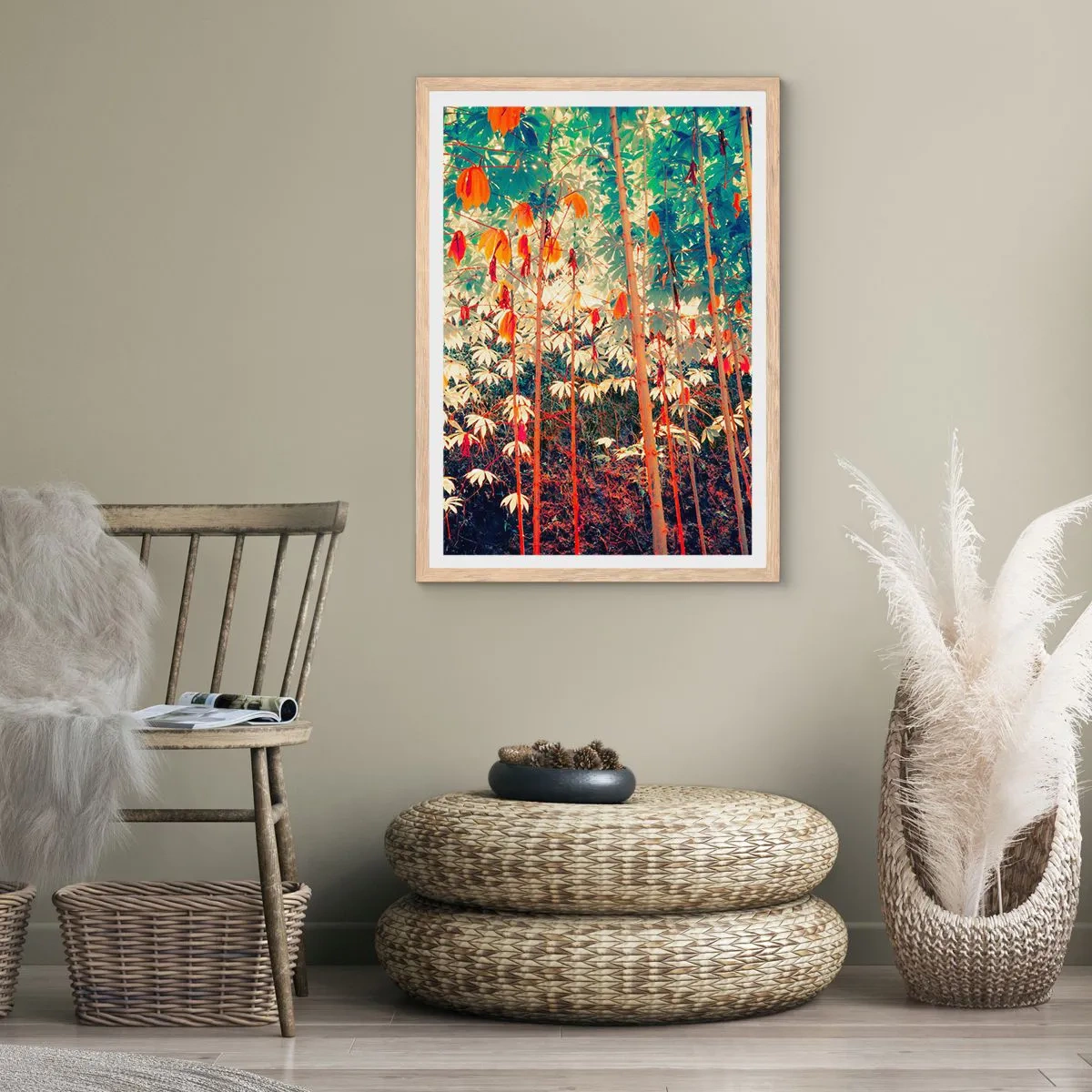 Plakát v rámu světlý dub - Tajný život listů - 50x70 cm