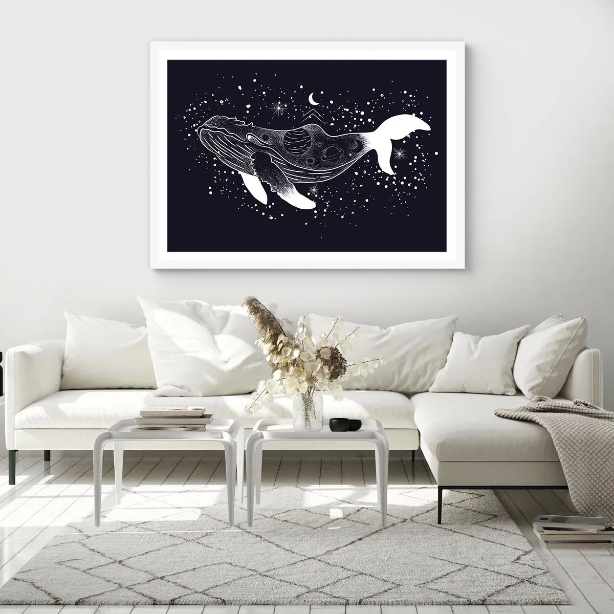 Plakát v bílém rámu - V oceánu vesmíru - 70x50 cm