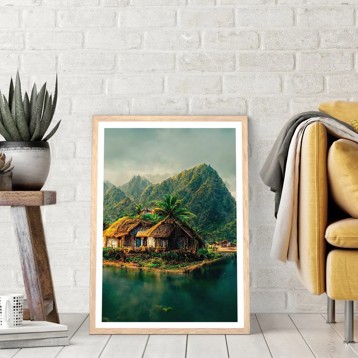 Plakát v rámu světlý dub - Tropický ráj - 40x50 cm