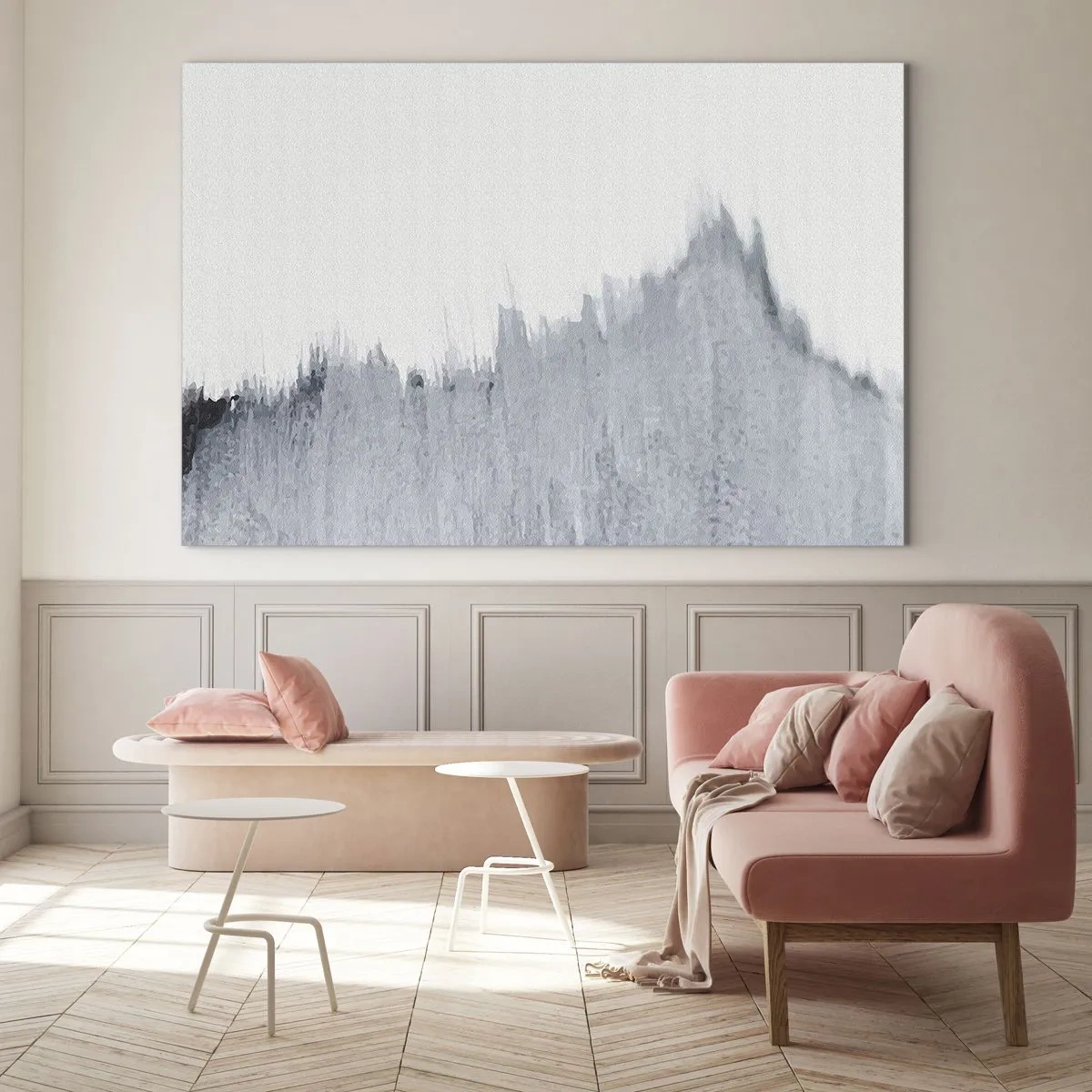 Obraz na skle - Abstraktní kompozice v odstínech šedé připomínající gramofonovou desku na bílém pozadí. - 70x50cm - Tajemný záznam - Moderní nástěnná dekorace do obývacího pokoje a ložnice ARTTOR