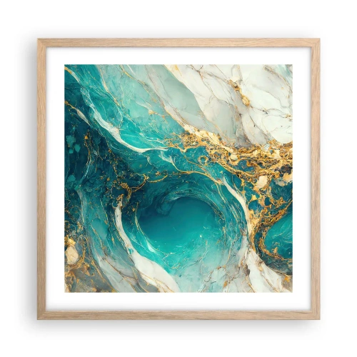 Plakát v rámu světlý dub - Kompozice se zlatými žilami - 50x50 cm