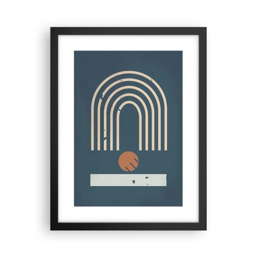 Plakát v černém rámu - Geometrie v námořnické modři - 30x40 cm