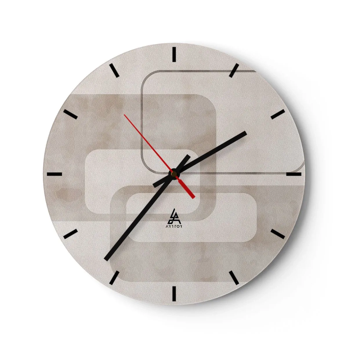 Nástěnné hodiny - Minimalistický geometrický vzor v béžových odstínech - 30x30cm - Geometrická fuga - Moderní nástěnná dekorace do obývacího pokoje, kuchyně a ložnice ARTTOR