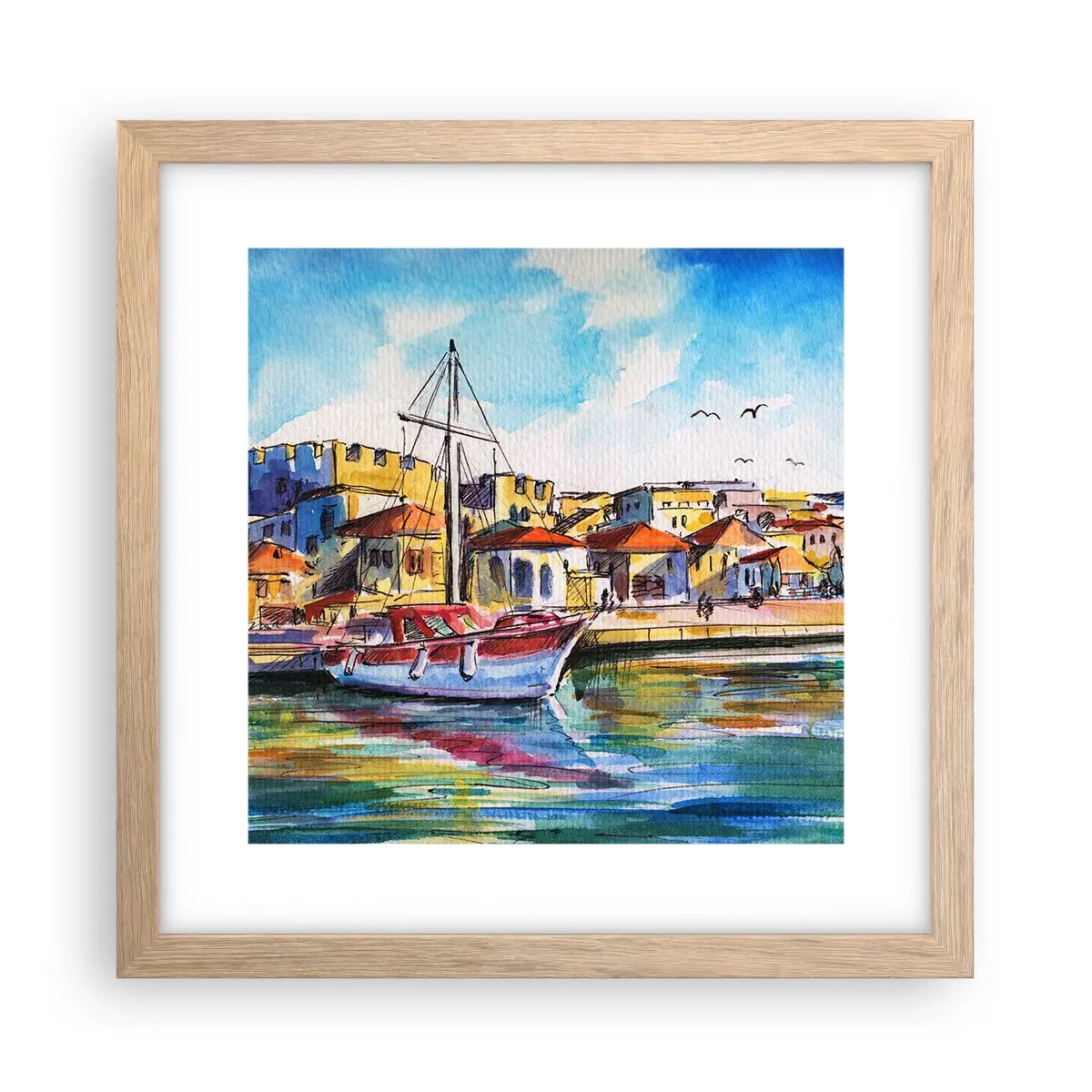 Plakát v rámu světlý dub - Duhové odpoledne - 30x30 cm