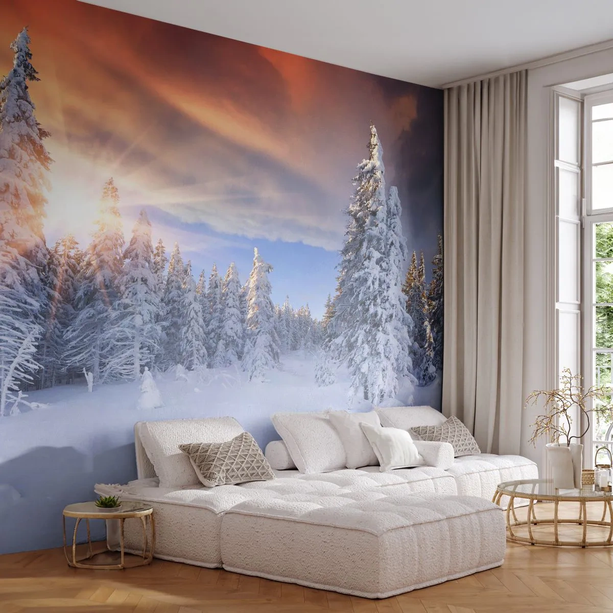 Fototapeta Samolepicí Deluxe Sticker - Sněžné představení přírody - Krajina, Les, Zima - 250x175 cm
