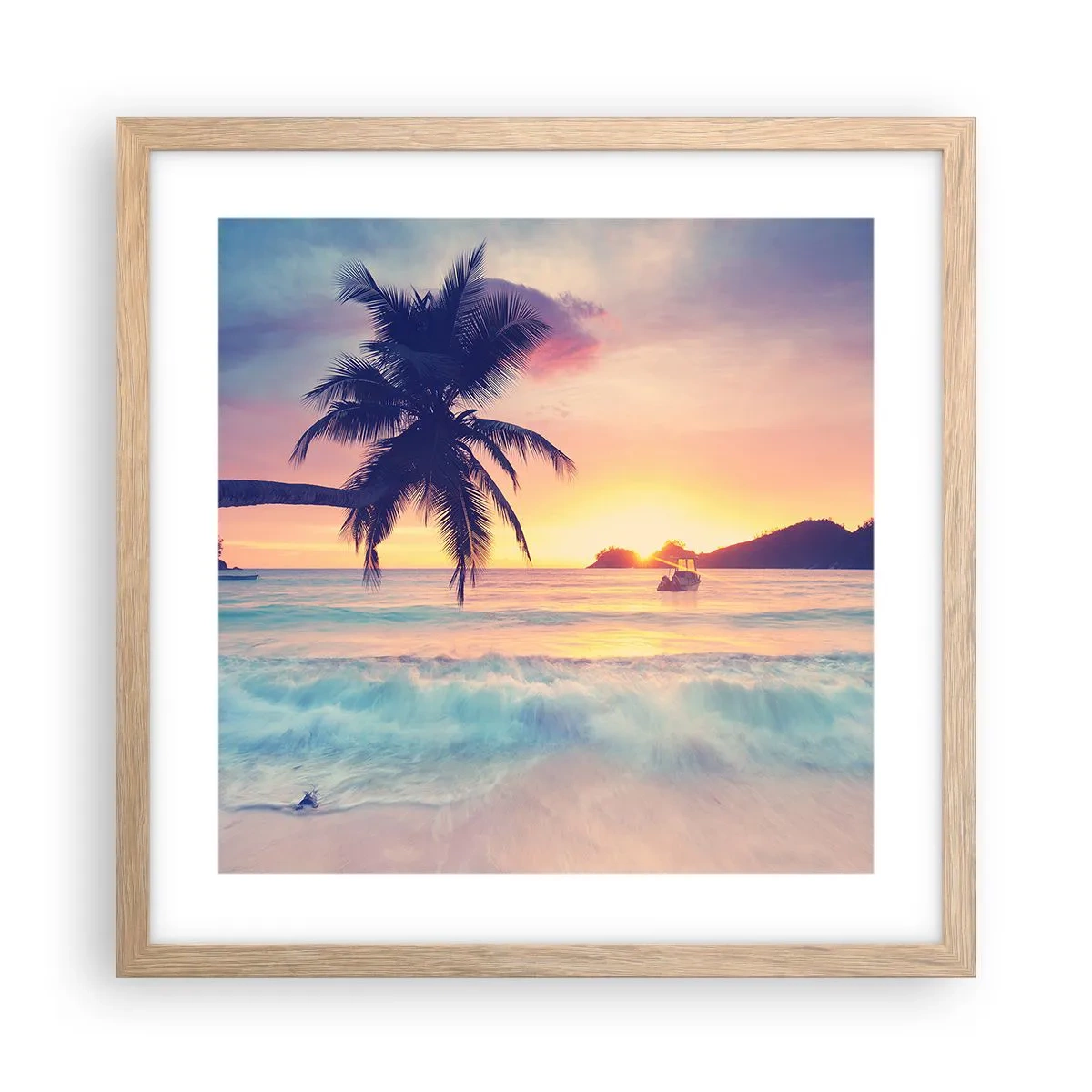 Plakát v rámu světlý dub - Večer v zátoce - 40x40 cm