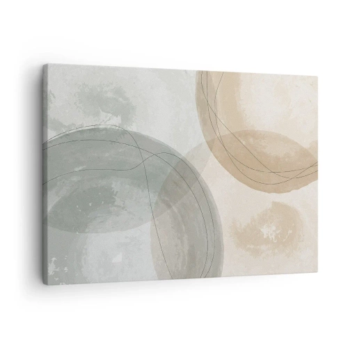 Obraz na plátně - Abstraktní kompozice v pastelových barvách s linkami - 70x50cm - Pronikání světů - Moderní nástěnná dekorace do obývacího pokoje a ložnice ARTTOR