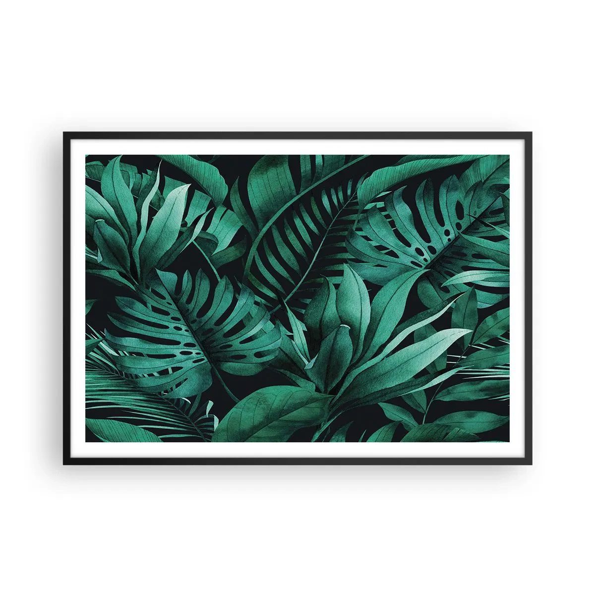Plakát v černém rámu - Hloubka tropické zeleně - 100x70 cm