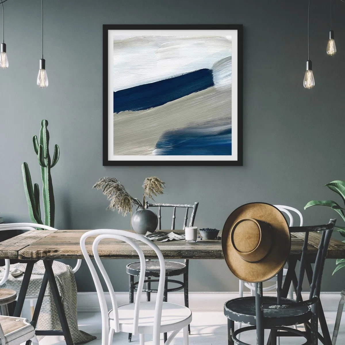 Plakát v černém rámu - Setkání s bílou - 50x50 cm