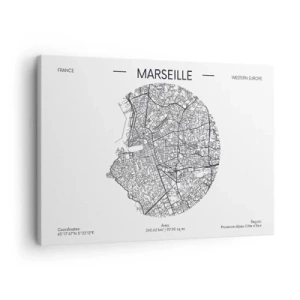 Obraz na plátně - Mapa Marseille v minimalistickém stylu - 70x50cm - Anatomie Marseille - Moderní nástěnná dekorace do obývacího pokoje a ložnice ARTTOR