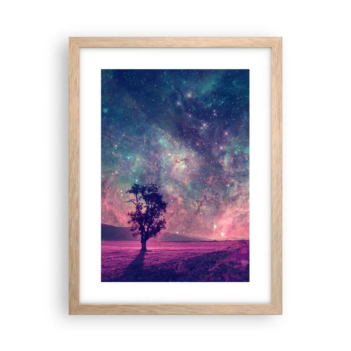 Plakát v rámu světlý dub - Pod magickou oblohou - 30x40 cm