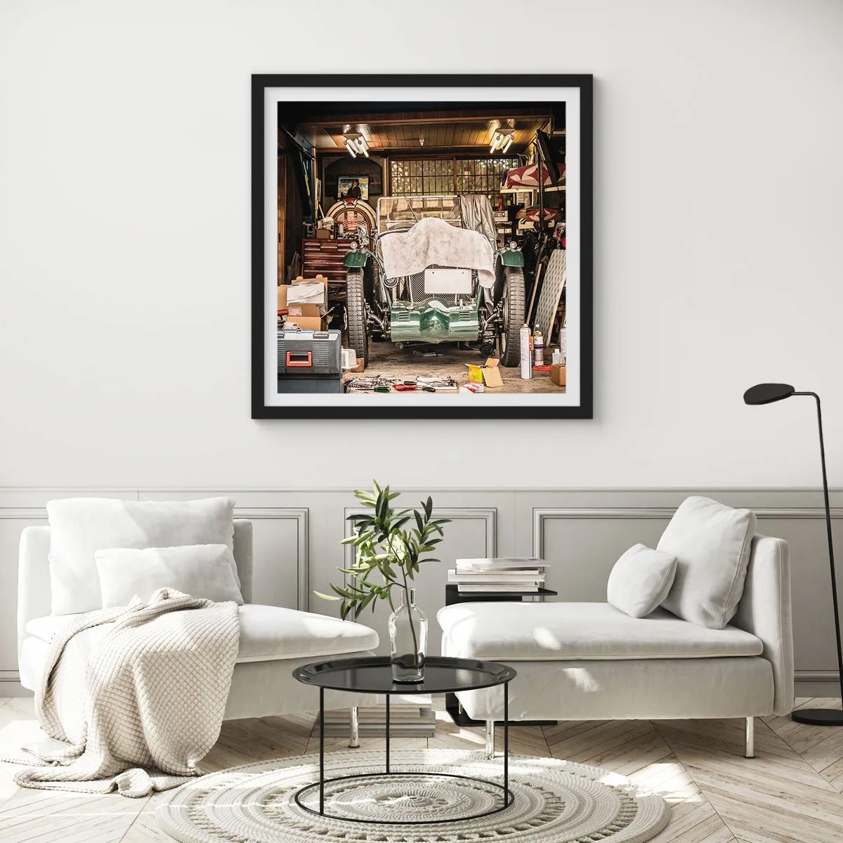 Plakát v černém rámu - Zpět do minulosti - 50x50 cm