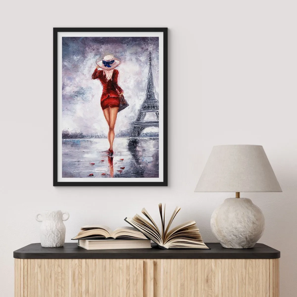 Plakát v černém rámu - Pařížské symboly - 61x91 cm