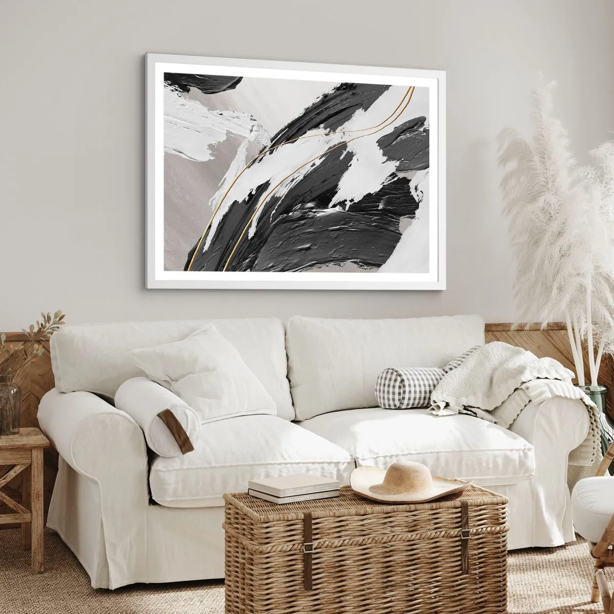 Plakát v bílém rámu - Velkorysá abstrakce - 50x40 cm