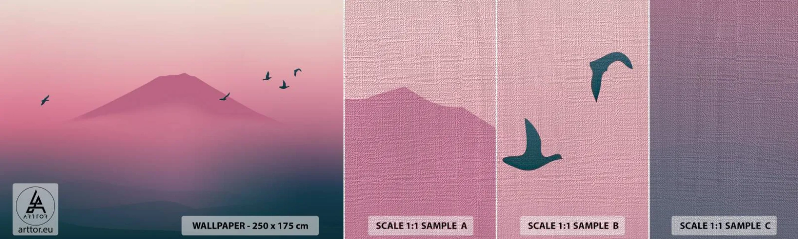 Vzor Fototapety Premium Canvas - Poutníci nad oblaky - Abstrakce, Krajina, Vrchol hory - 100x30 cm