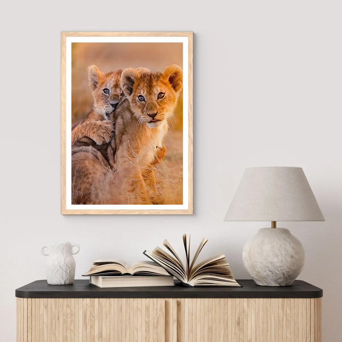 Plakát v rámu světlý dub - Nevyrušovat! Hrajme si - 50x70 cm