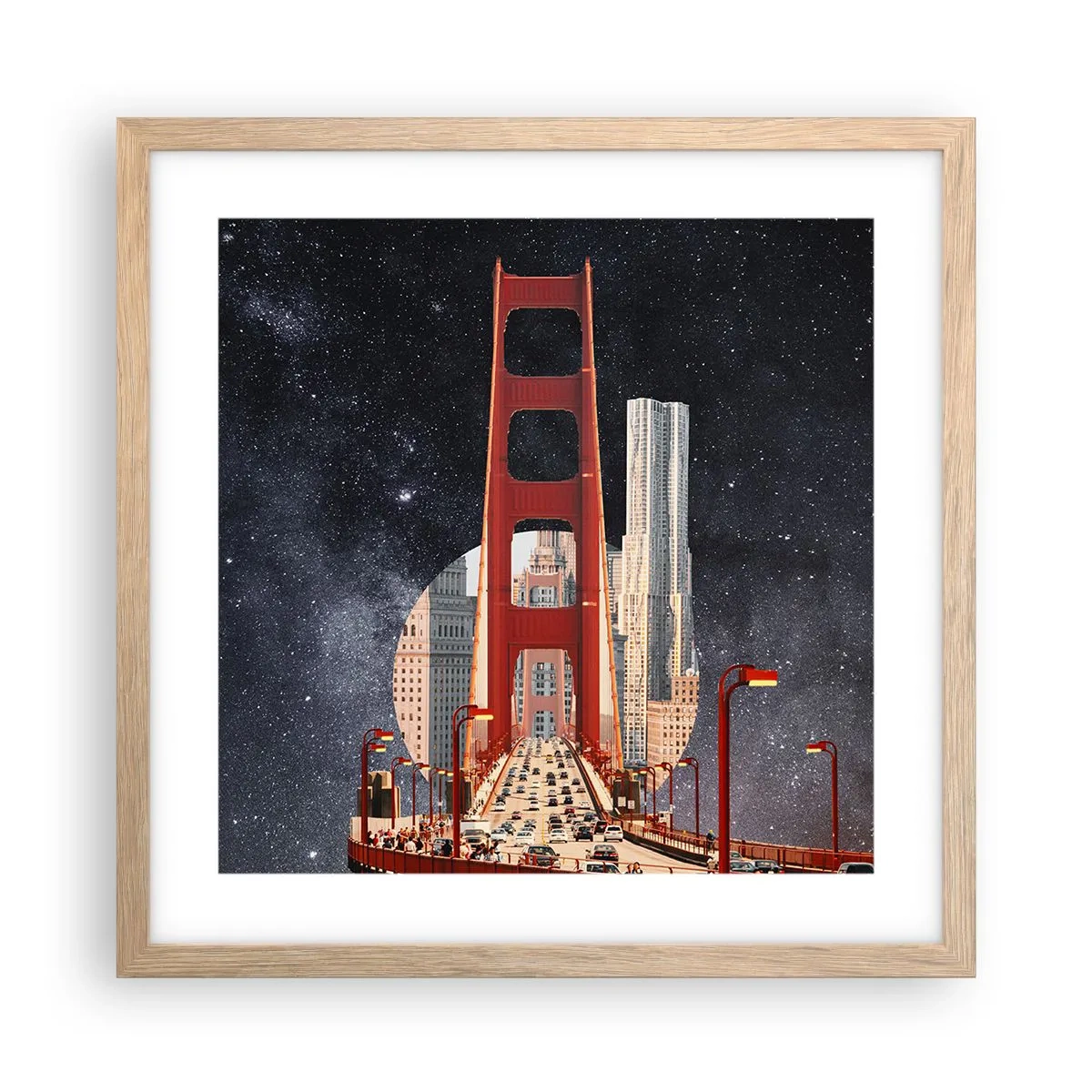 Plakát v rámu světlý dub - Vždy uprostřed - 40x40 cm