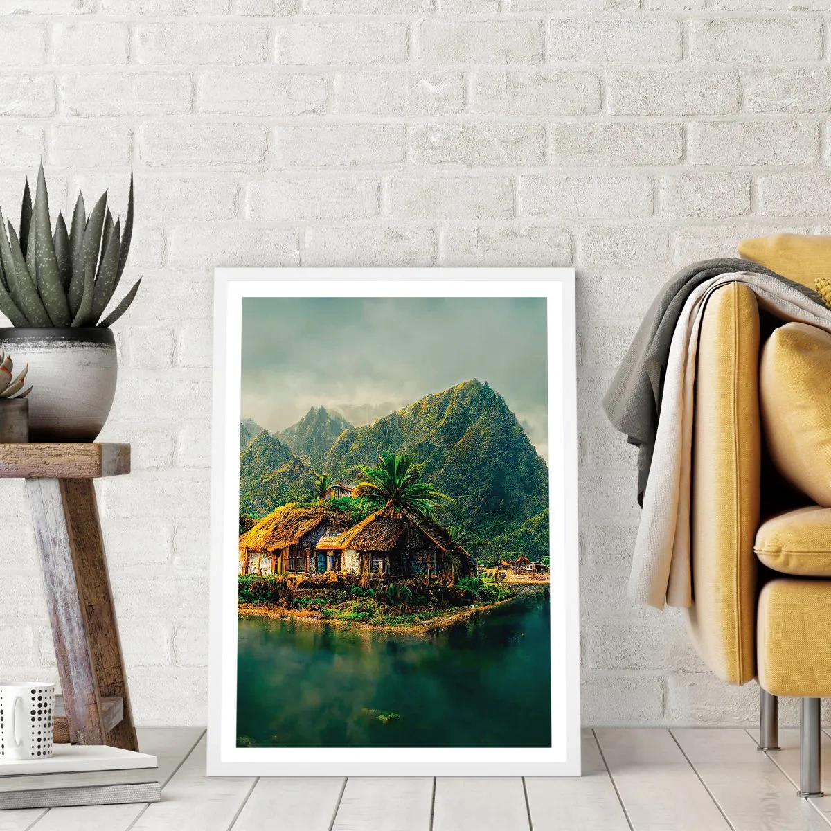 Plakát v bílém rámu - Tropický ráj - 70x100 cm