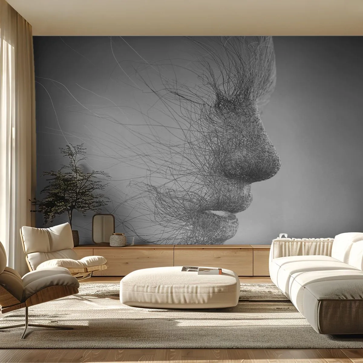 Fototapeta Premium Sand - Duch větru - Abstrakce, ženská tvář, Grafika - 300x210 cm