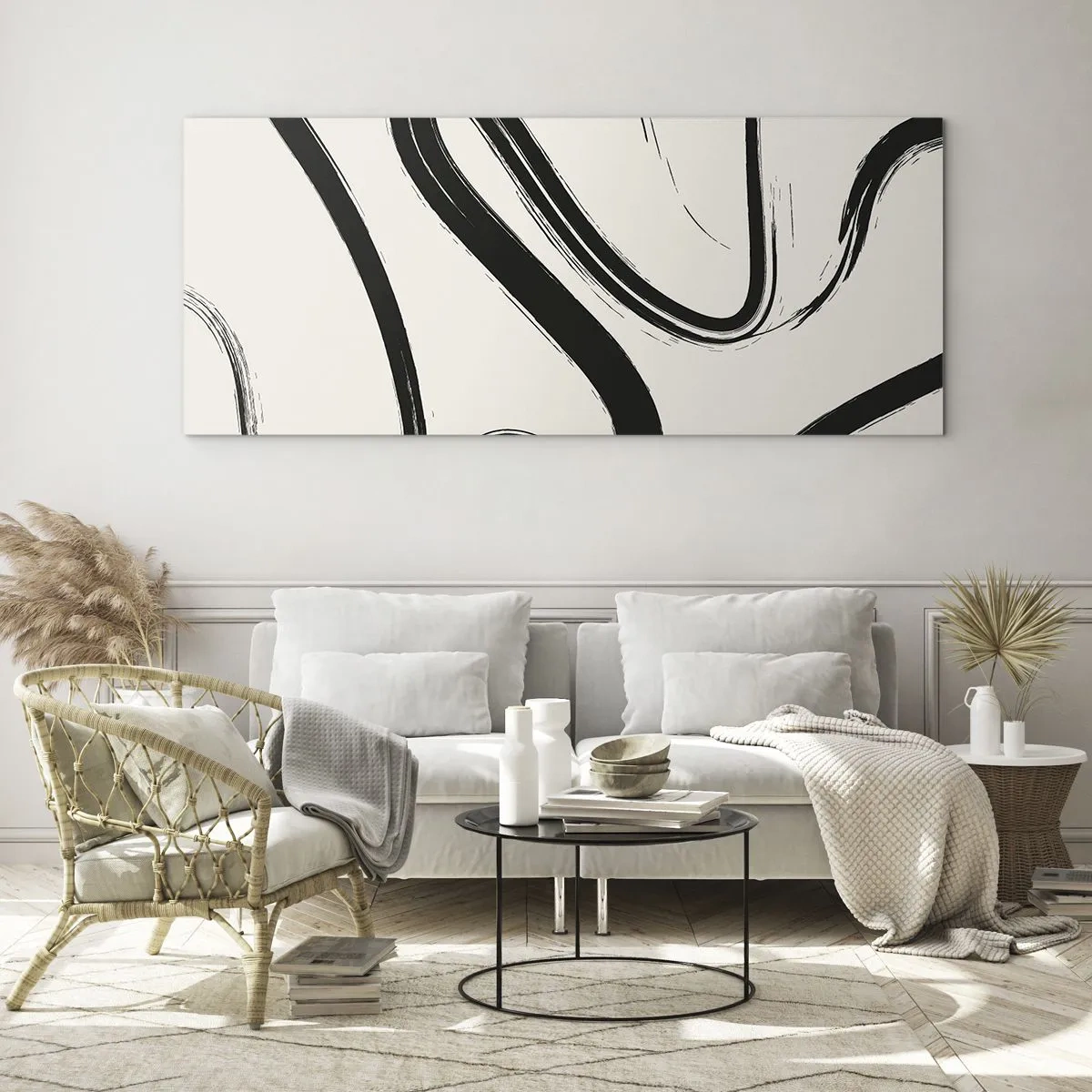 Obraz na skle - Černobílý rozmar - 100x40 cm