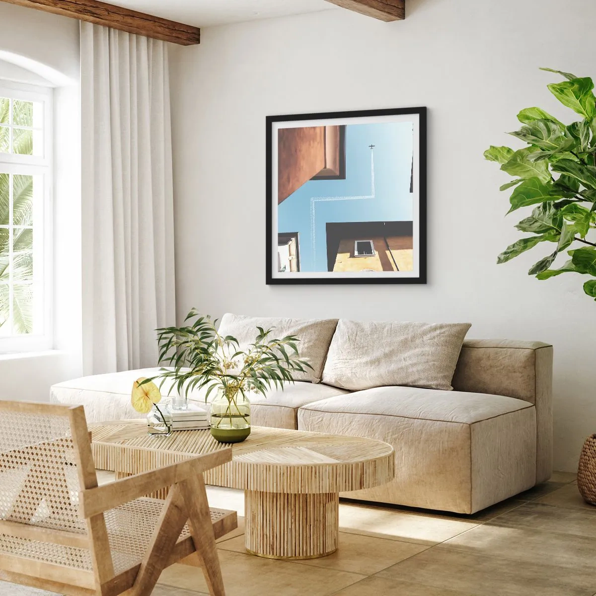 Plakát v černém rámu - Nad městským labyrintem - 60x60 cm