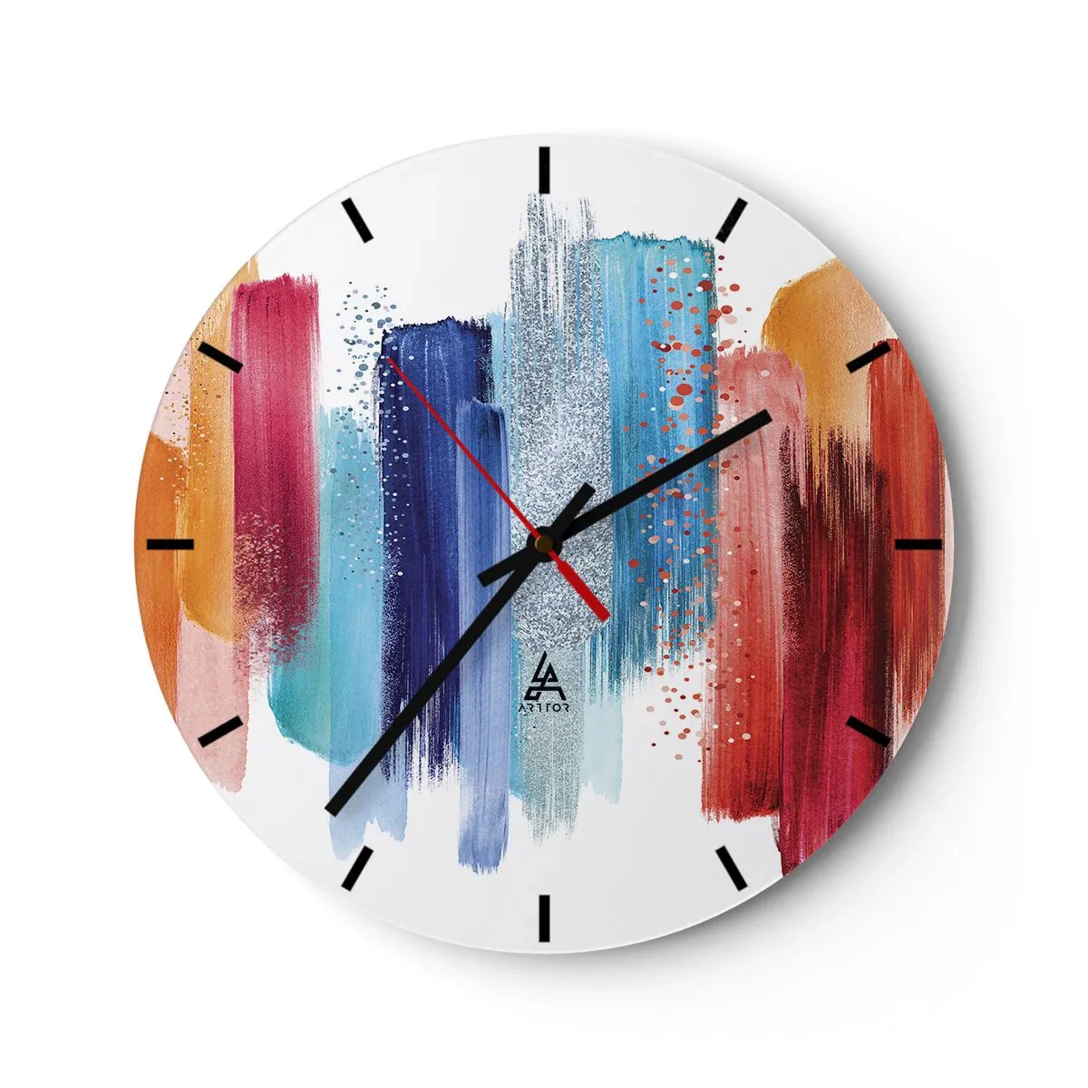 Nástěnné hodiny - Abstraktní motiv s barevnými tvary a texturami - 30x30cm - Nahoru a dolů - Moderní nástěnná dekorace do obývacího pokoje, kuchyně a ložnice ARTTOR