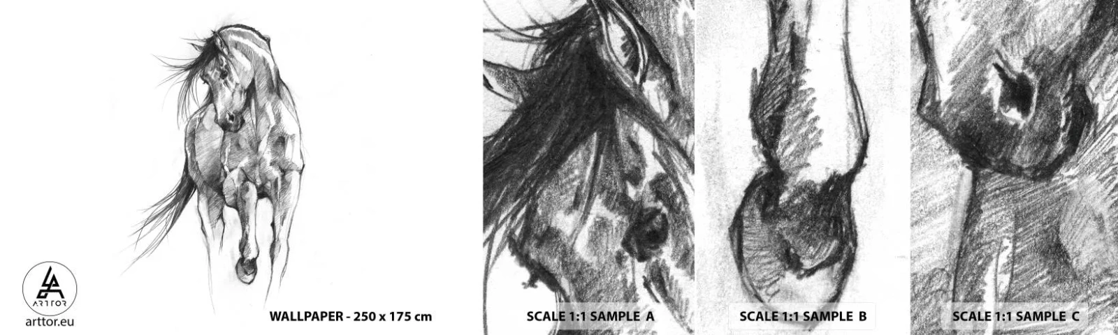 Vzor Fototapety Samolepicí Deluxe Sticker - V ladném klusu - Kůň, Grafika, Zvířata - 100x30 cm