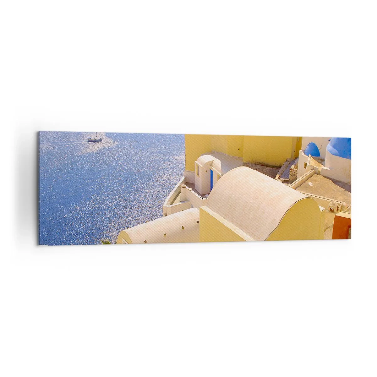 Obraz na plátně - Řecká krajina v bílé a blankytné - 160x50 cm