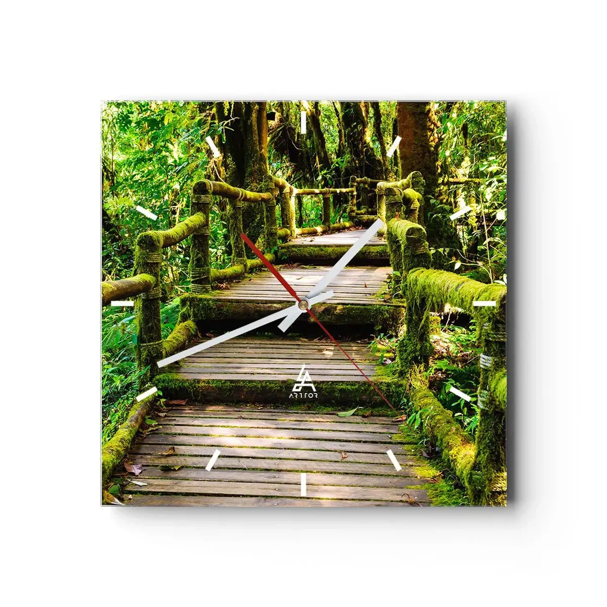 Nástěnné hodiny - Chodbou zeleně - 30x30 cm