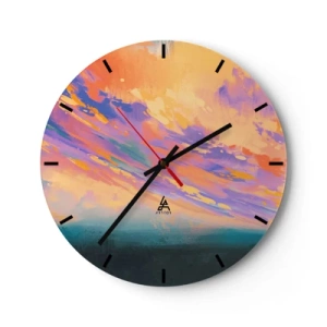 Nástěnné hodiny - Abstraktní západ slunce v pastelových barvách - 30x30cm - Síla přitažlivosti - Moderní nástěnná dekorace do obývacího pokoje, kuchyně a ložnice ARTTOR