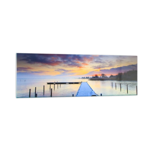 Obraz na skle - Fialovo-zlatý klid - 160x50 cm