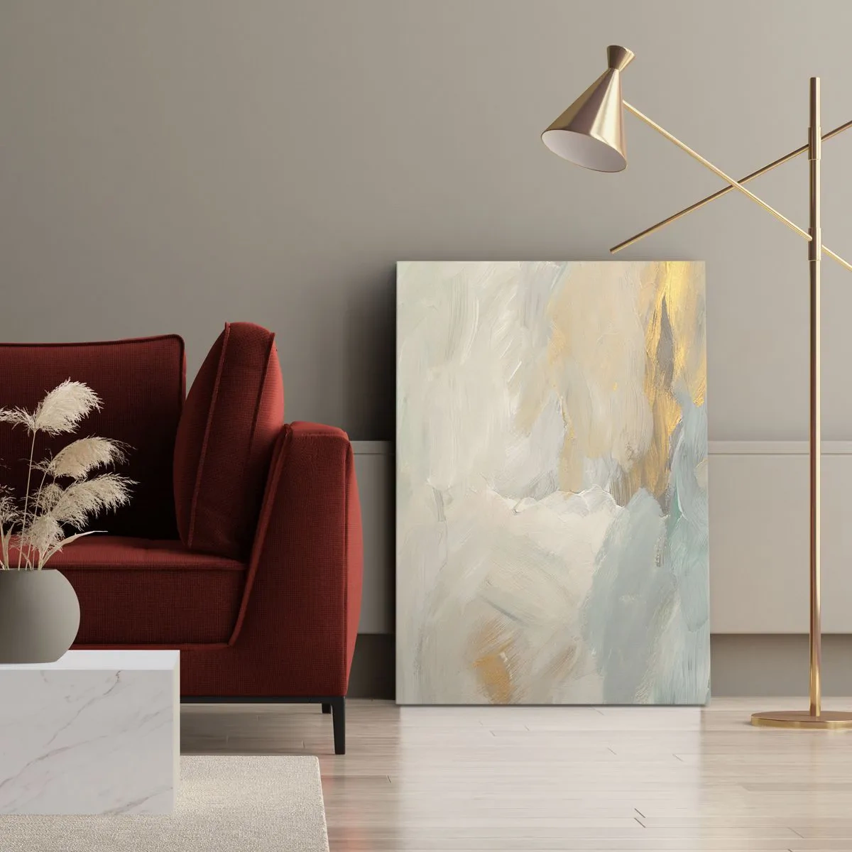 Obraz na plátně - Abstrakce – krajina něhy - 45x80 cm