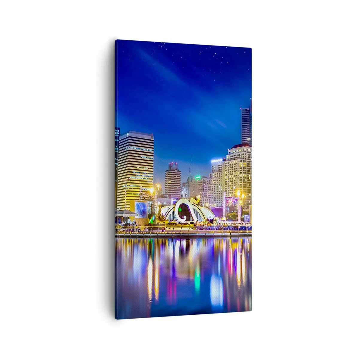 Obraz na plátně - Duhová noc metropole - 55x100 cm
