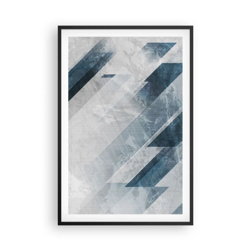 Plakát v černém rámu - Prostorová kompozice – pohyb šedé - 61x91 cm