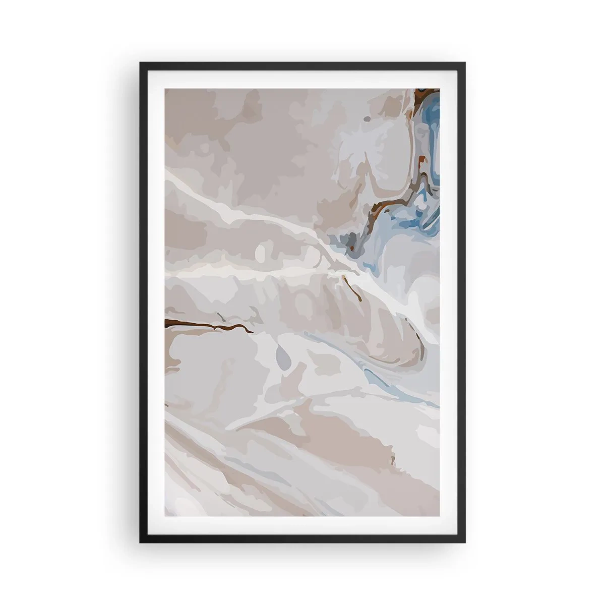 Plakát v černém rámu - Modré meandry pod bílou - 61x91 cm