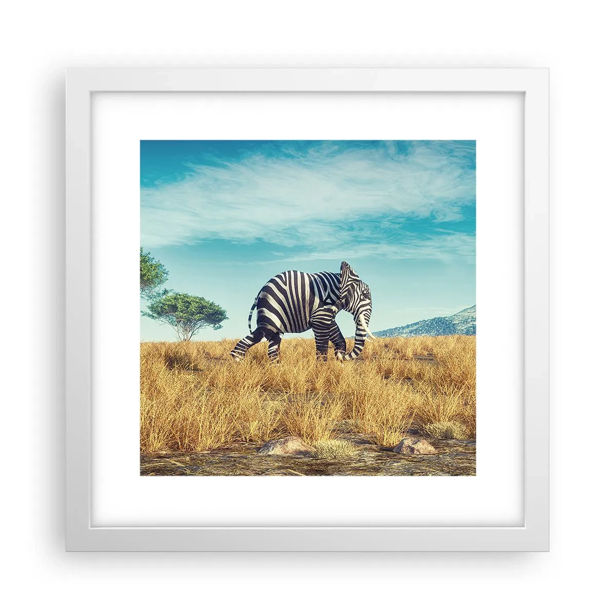 Plakát v bílém rámu - Šedá už není v módě - 30x30 cm