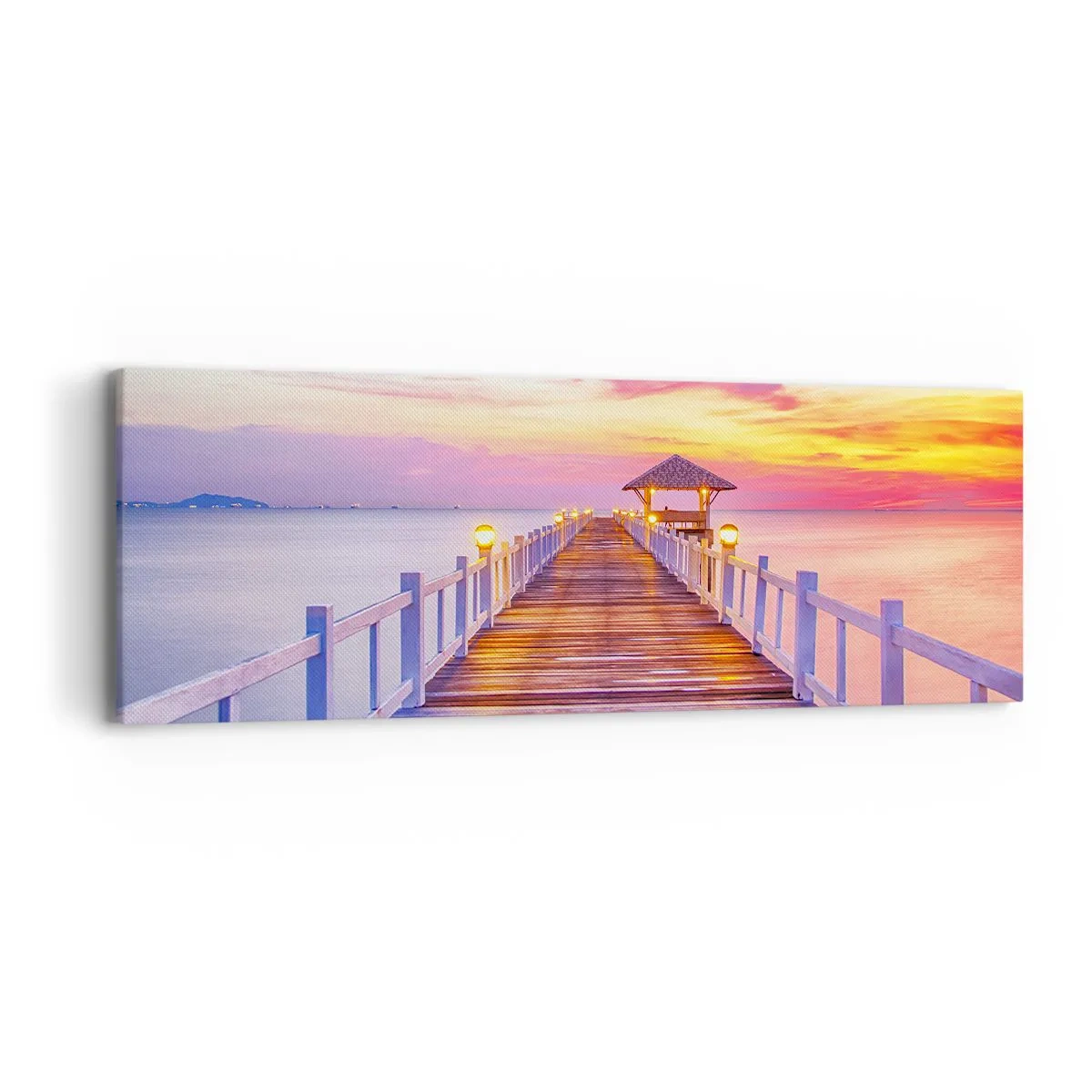 Obraz na plátně - Liliově-zlaté ticho večera - 90x30 cm