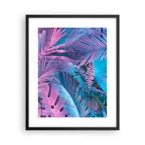 Plakát v černém rámu - Tropy v růžové a modré - 40x50 cm