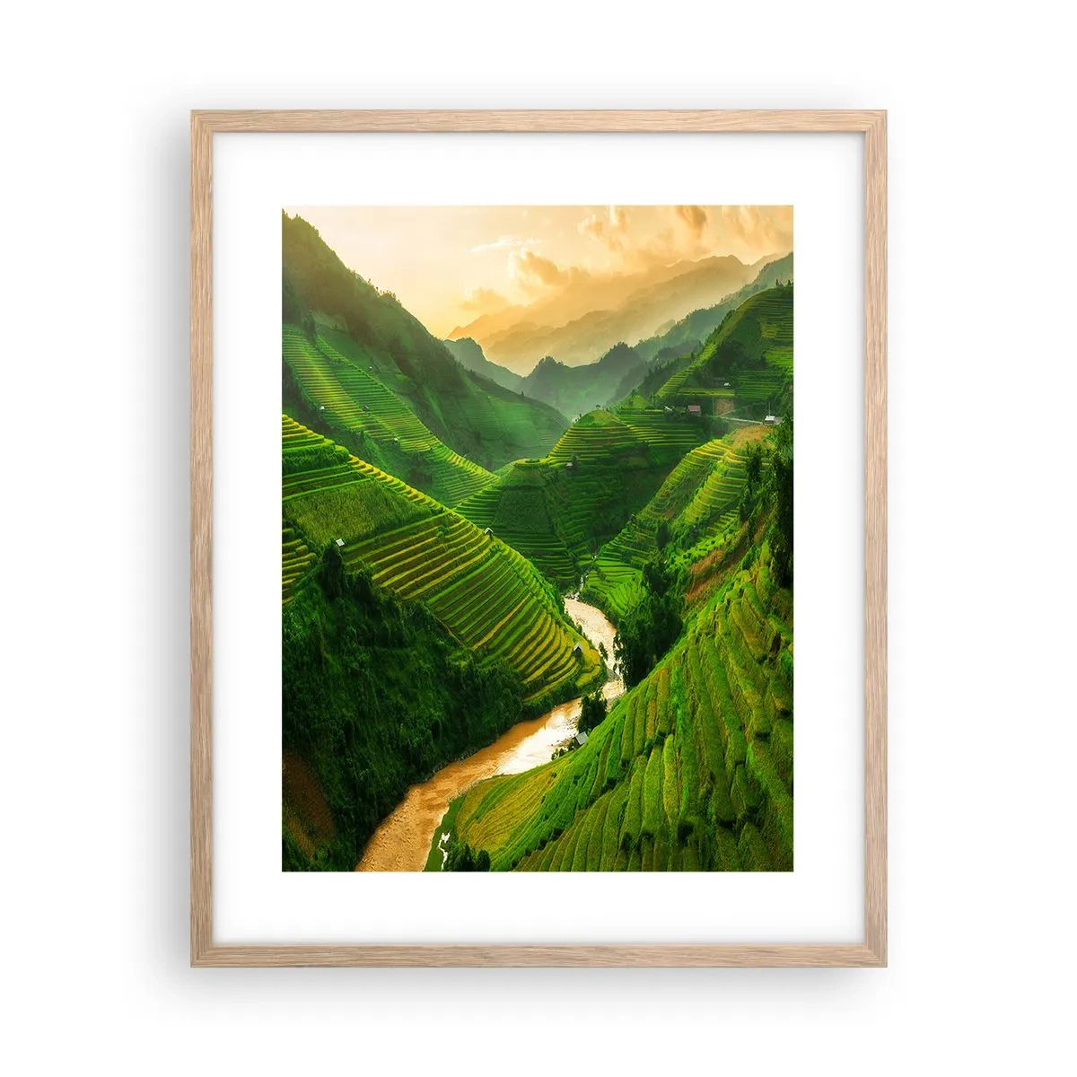 Plakát v rámu světlý dub - Vietnamské údolí - 40x50 cm