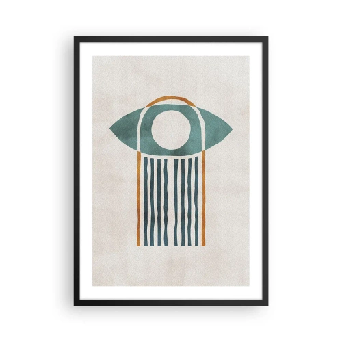 Plakát v černém rámu - Minimalistický symbol oka v boho stylu - 50x70cm - Znaky a rituály - Moderní nástěnná dekorace do obývacího pokoje a ložnice ARTTOR