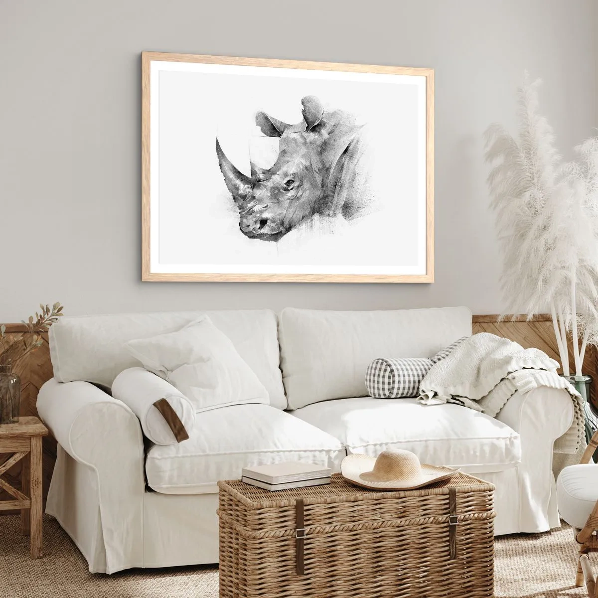 Plakát v rámu světlý dub - Africký portrét - 100x70 cm